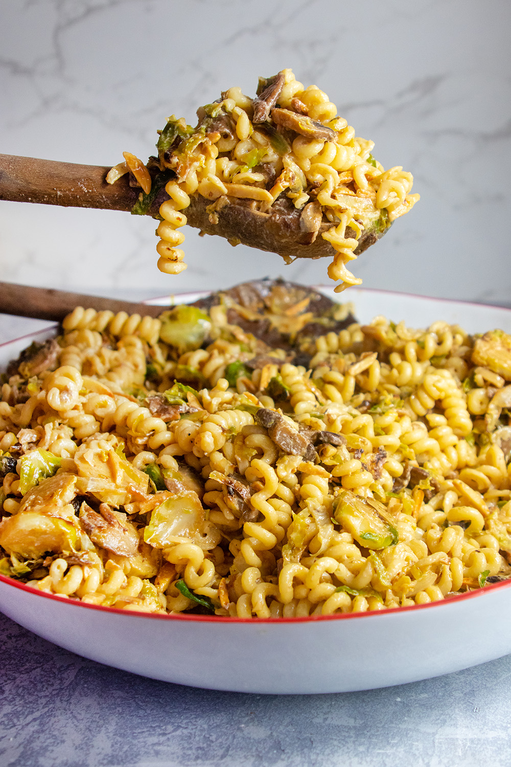 brussels sprouts and mushroom pasta