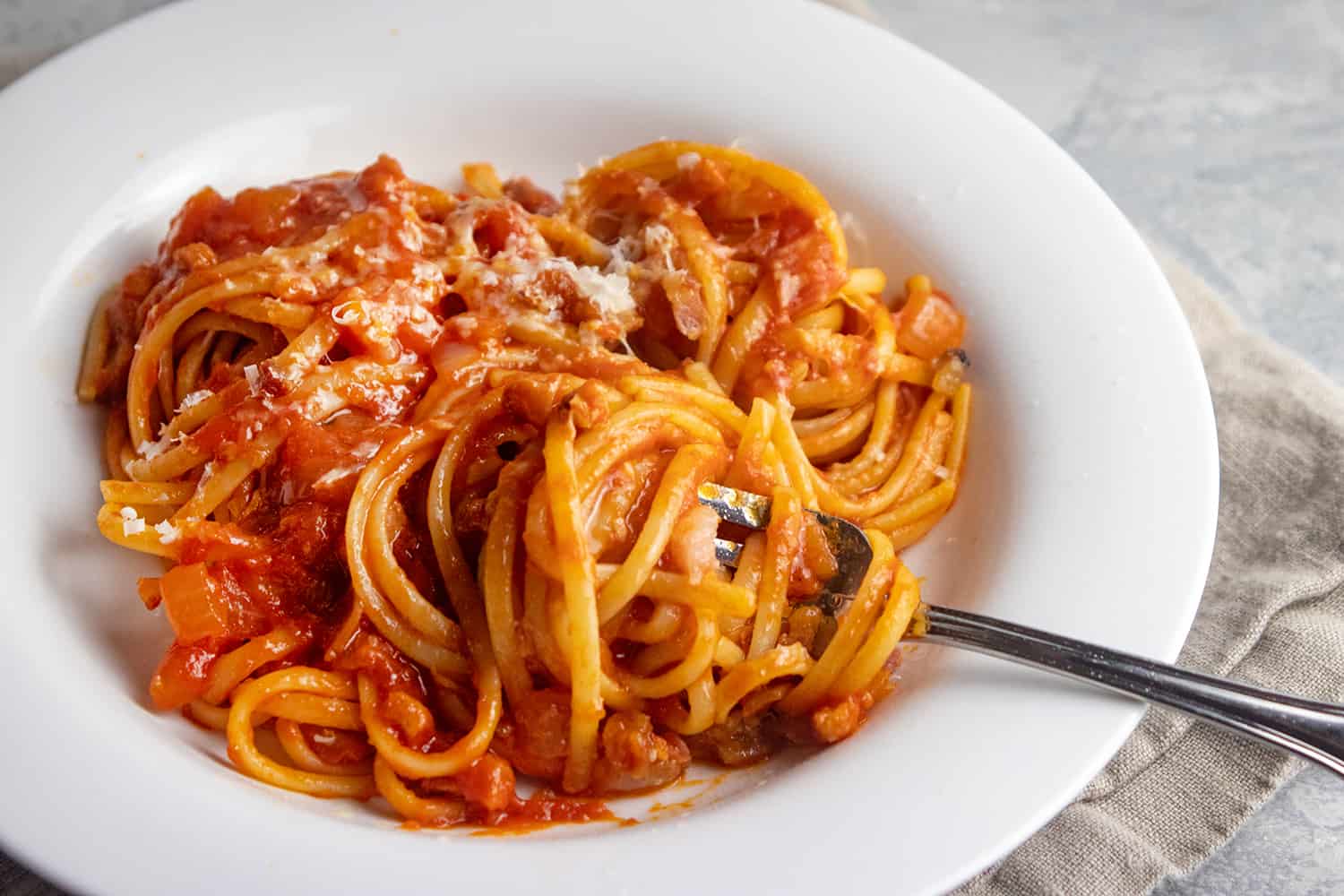 Pasta with Pancetta and Tomato Sauce